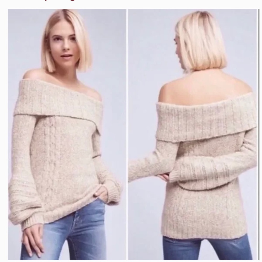 ✨ Anthropologie cream colored sweater-cowl neck or off the shoulder